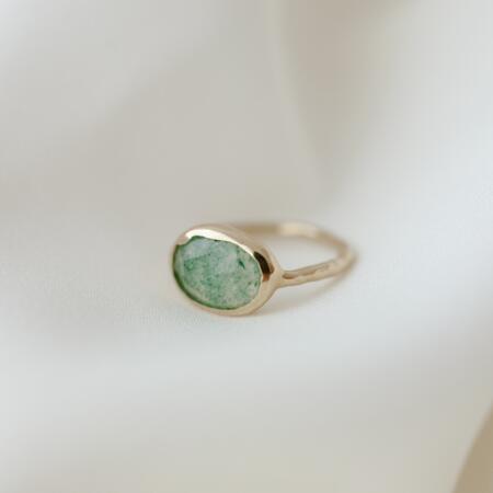 Anello con quarzo verde misura 13