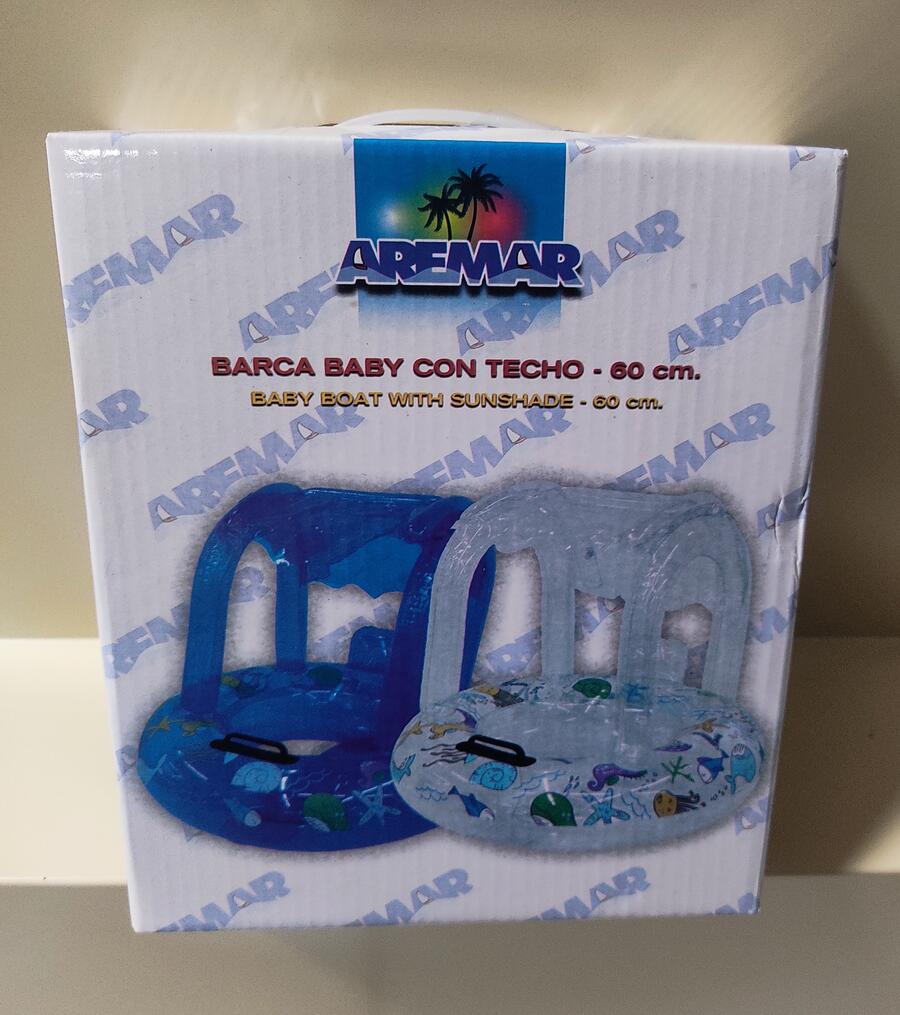 BARCA BABY CON TETTO - 60cm. - blu o trasparente - 60181