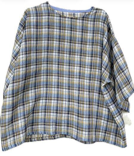 Camicia quadri azzurro in lino