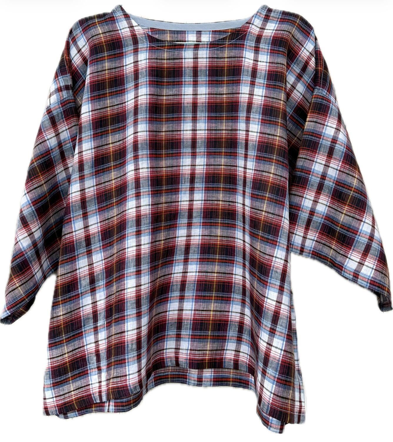 Camicia quadri rosso in lino