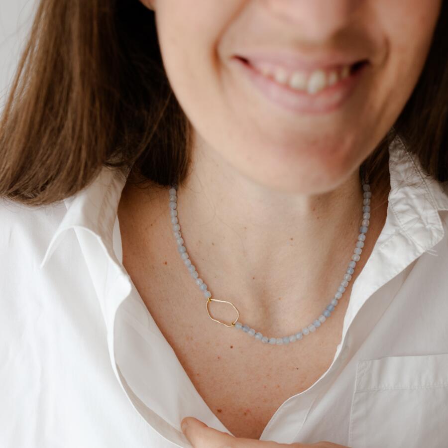 Collana con cubetti di acquamarina