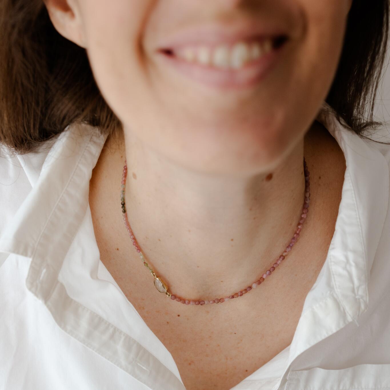 Collana con tormalina multicolor