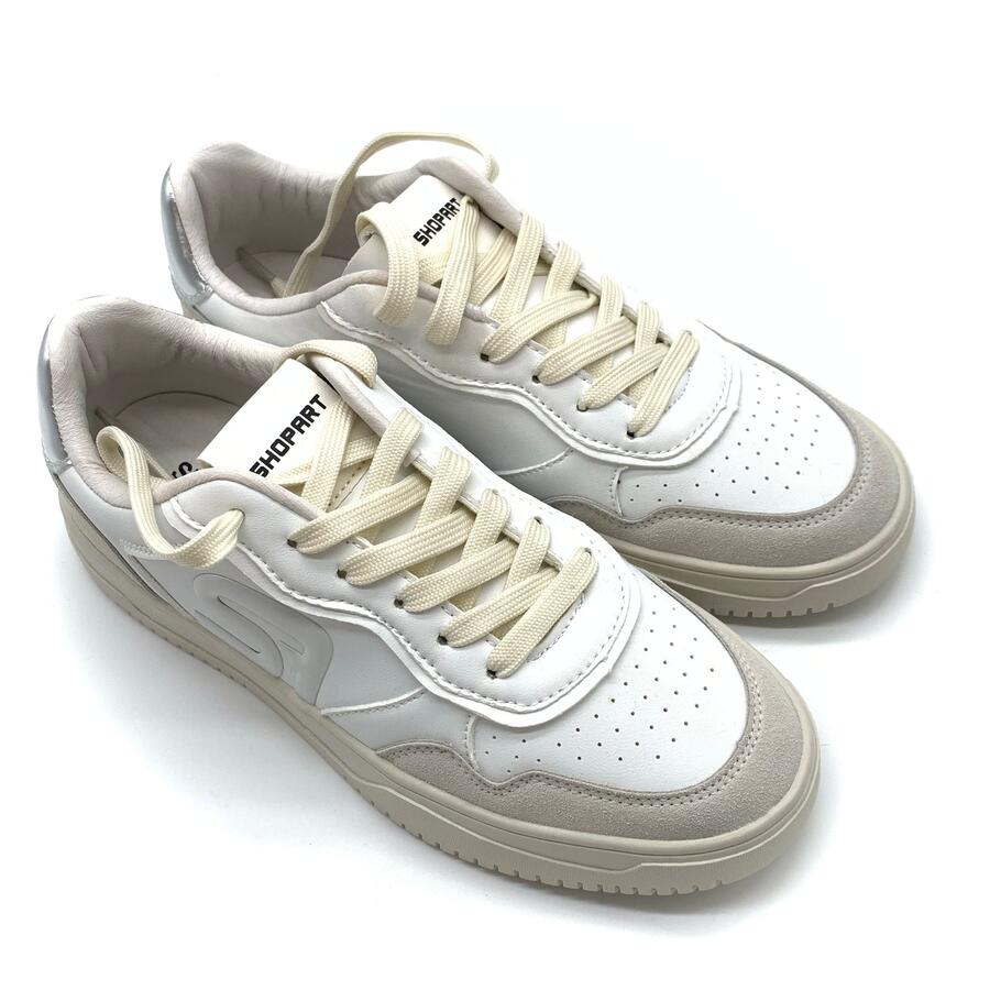 Shopart sneaker janise white silver crema