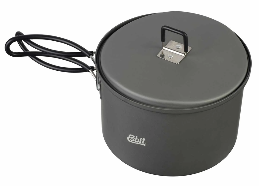 ESBIT Camping Pot con Lid Hanger 1600 ml Hard Anodized Aluminium