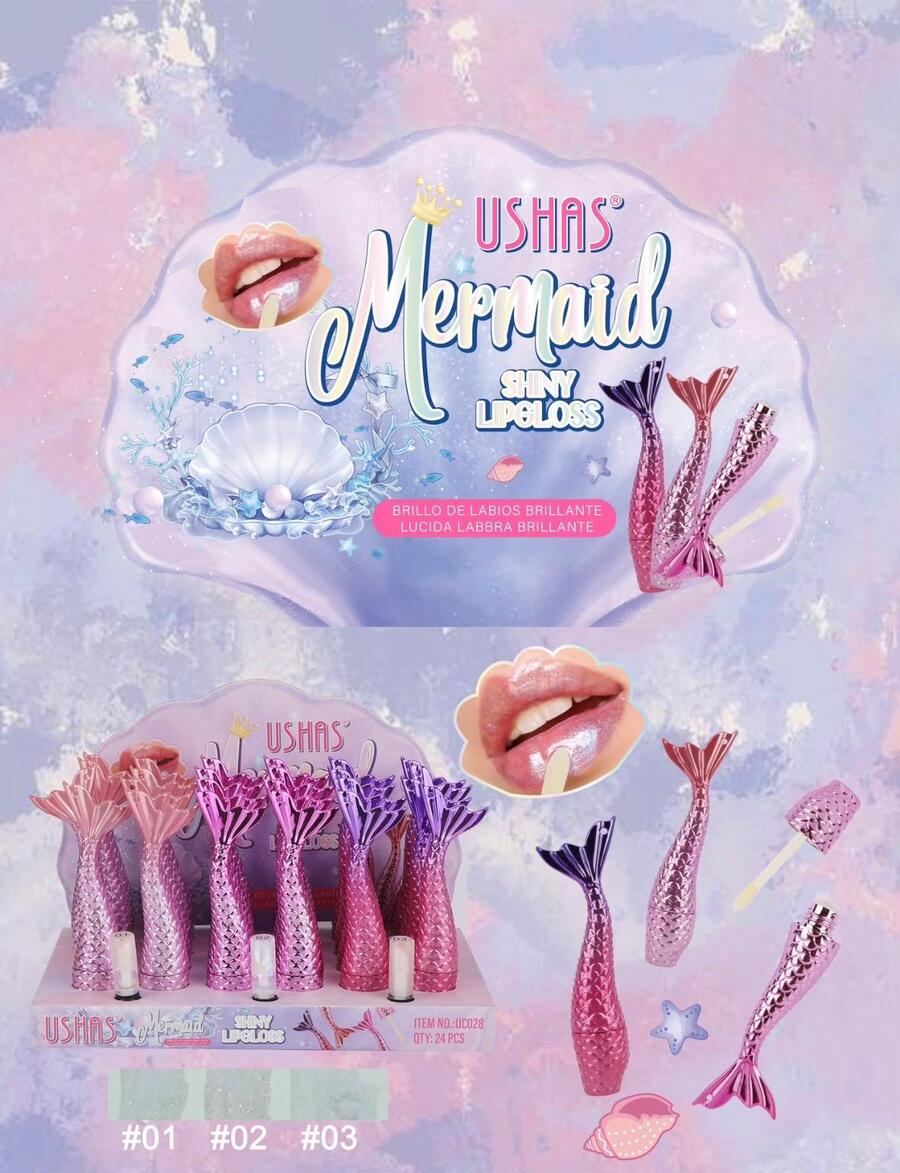 USHAS Mermaid Shiny Lipgloss Set 
 -Conf.da 24 pezzi