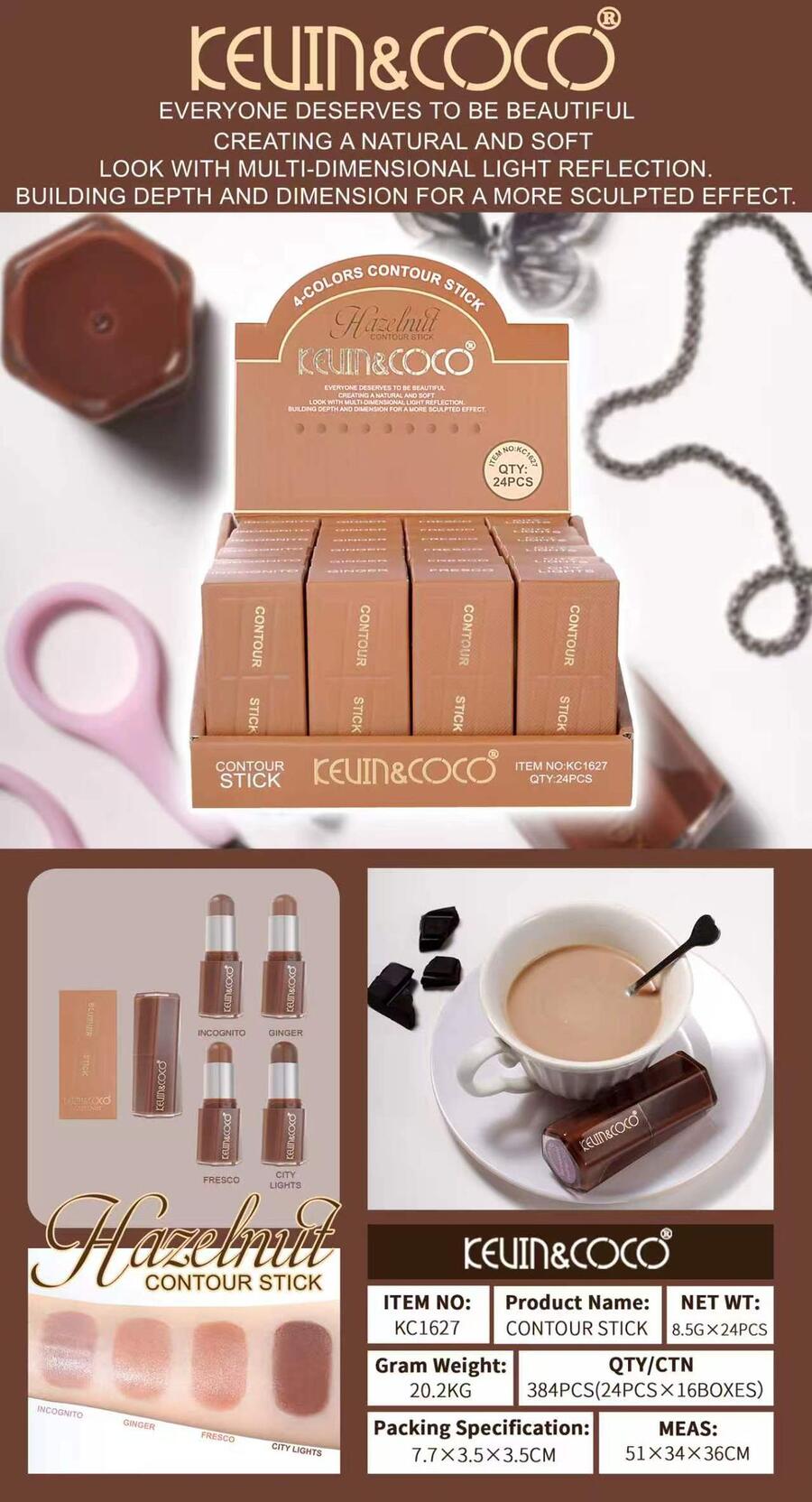 KEVIN&COCO Contour Stick 4 Colors Hazelnut 
 -Conf.da 24 pezzi
