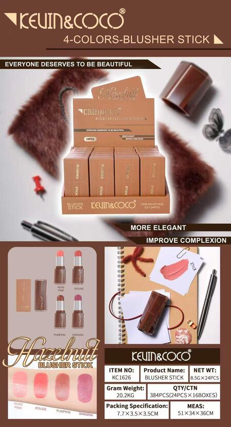 KEVIN&COCO Blusher Stick 4 Colors Hazelnut 
 -Conf.da 24 pezzi