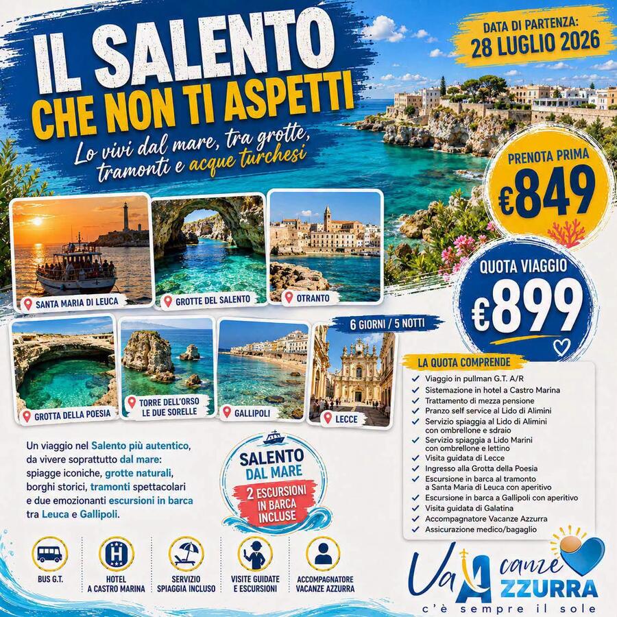 28 LUGLIO 2026 06 GIORNI  SALENTO DAL MARE
