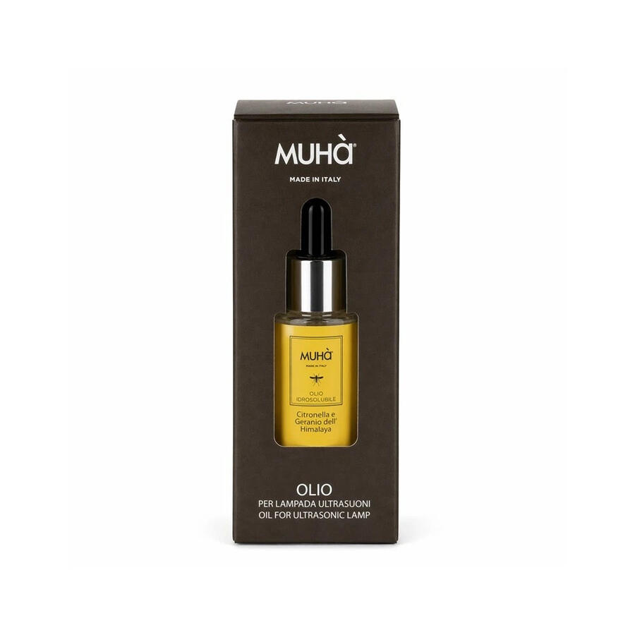 Muhà – Olio Idrosolubile Citronella e Geranio dell'Himalaya 15 ml | Anti-Zanzare per Diffusore a Ultrasuoni