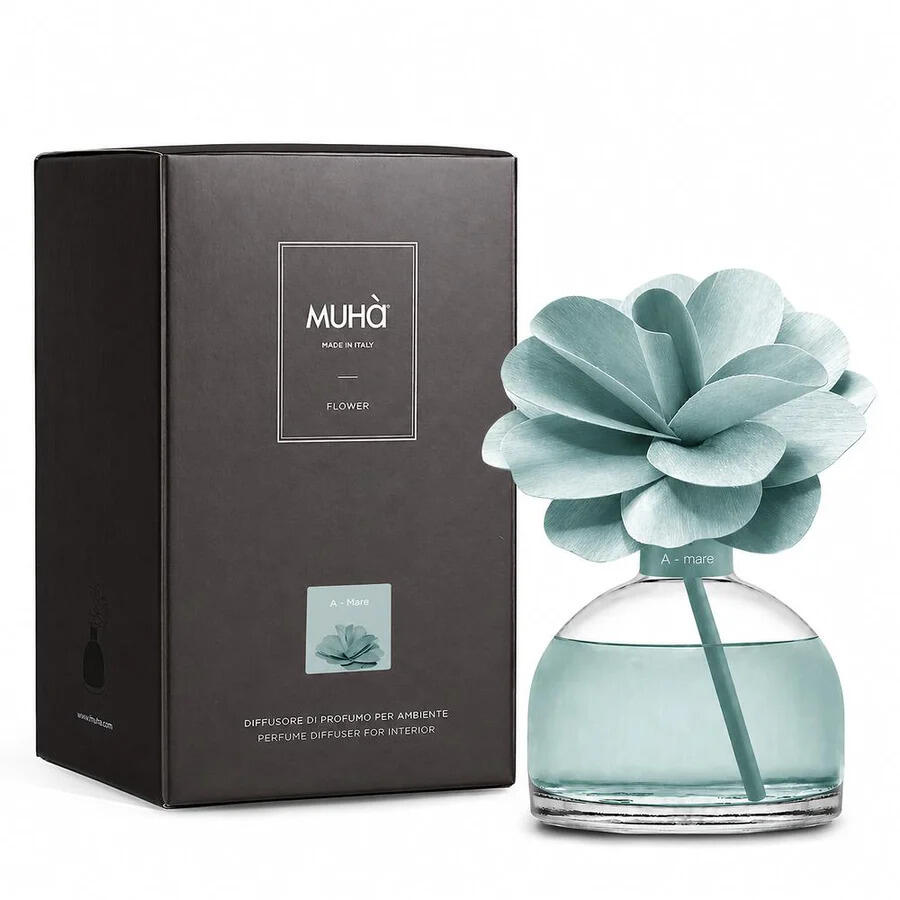Muhà – Profumatore d'Ambiente A - Mare 200 ml | Diffusore con Fiore in Legno di Betulla