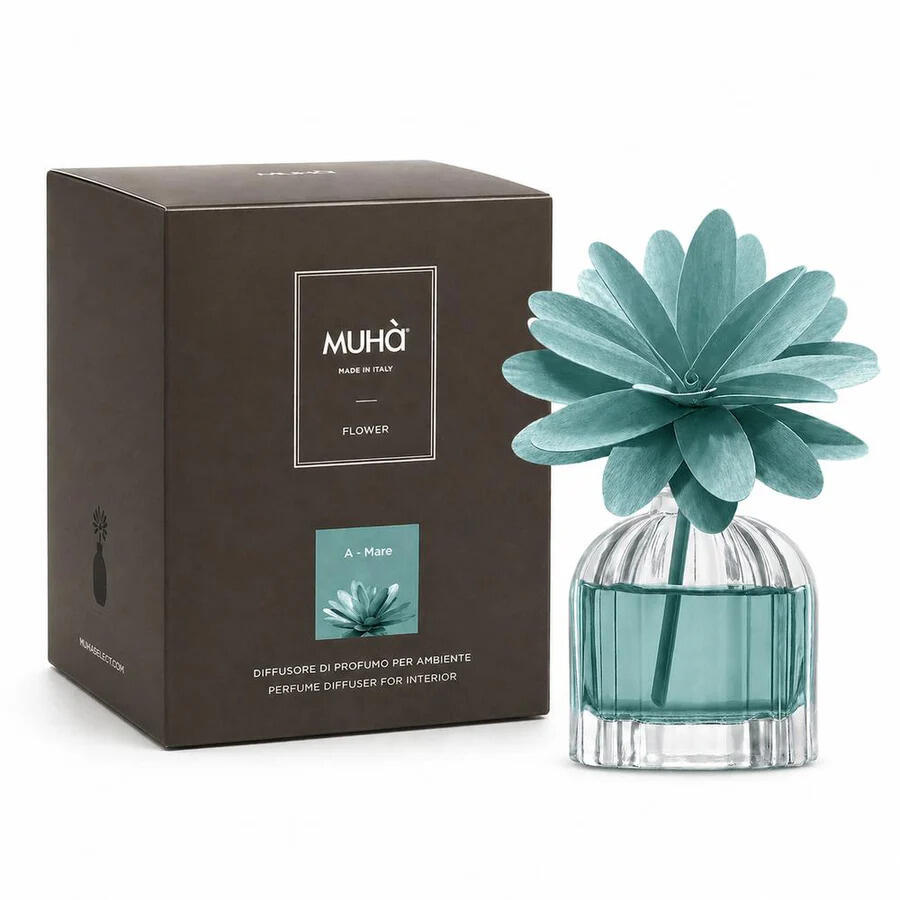 Muhà – Profumatore d'Ambiente A - Mare 60 ml | Diffusore con Fiore in Legno di Betulla