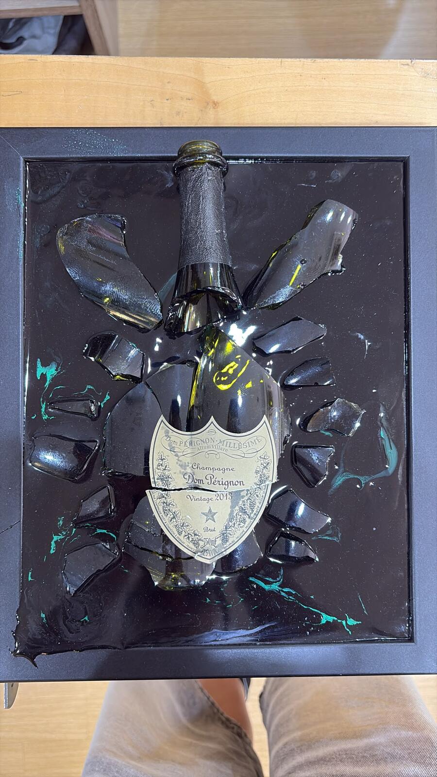 Quadro in Resina Epossidica – Nero & Verde Acqua, doppia colata lucida