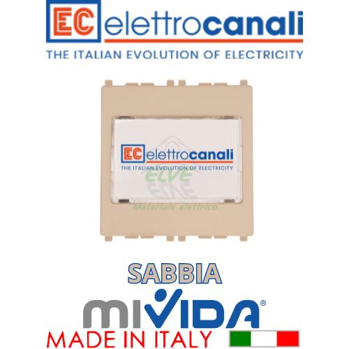 ELETTROCANALI - MV6025S Pulsante unipolare portanome MiVida sabbia compatibile con la serie Vimar Plana®