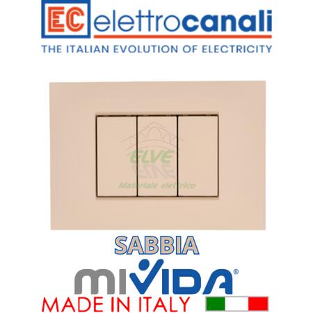 ELETTROCANALI - MV6983S Placca MiVida 3 moduli sabbia compatibile con la serie Vimar Plana®