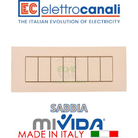ELETTROCANALI - MV6987S Placca MiVida 7 moduli sabbia compatibile con la serie Vimar Plana®
