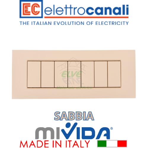 ELETTROCANALI - MV6987S Placca MiVida 7 moduli sabbia compatibile con la serie Vimar Plana®