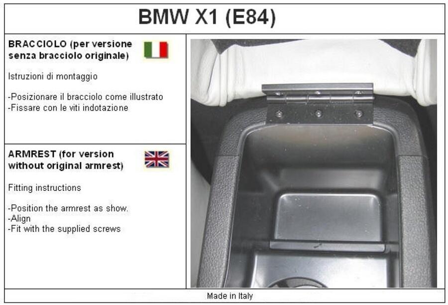 Accoudoir pour BMW X1 (E84) 2009-2015
