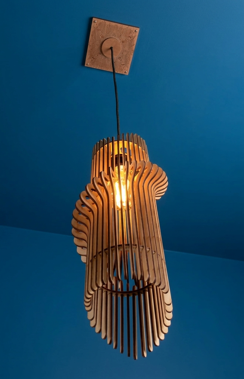 Lampada sospesa in legno  