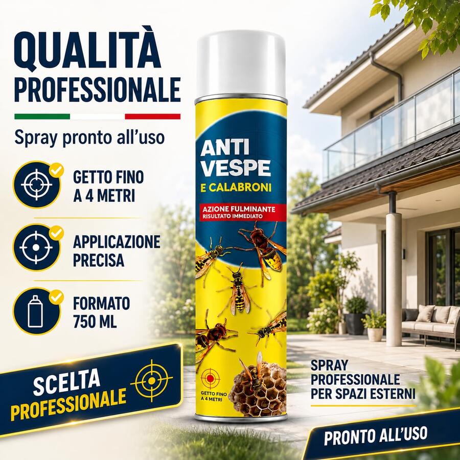 Insetticida Adama Spray Anti Vespe Api e Calabroni Nido Alveare 750ml