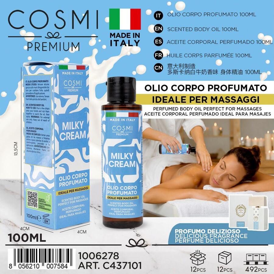 Cosmi Premium Milky Cream Olio Corpo 100 ml confezione da 12 pezzi