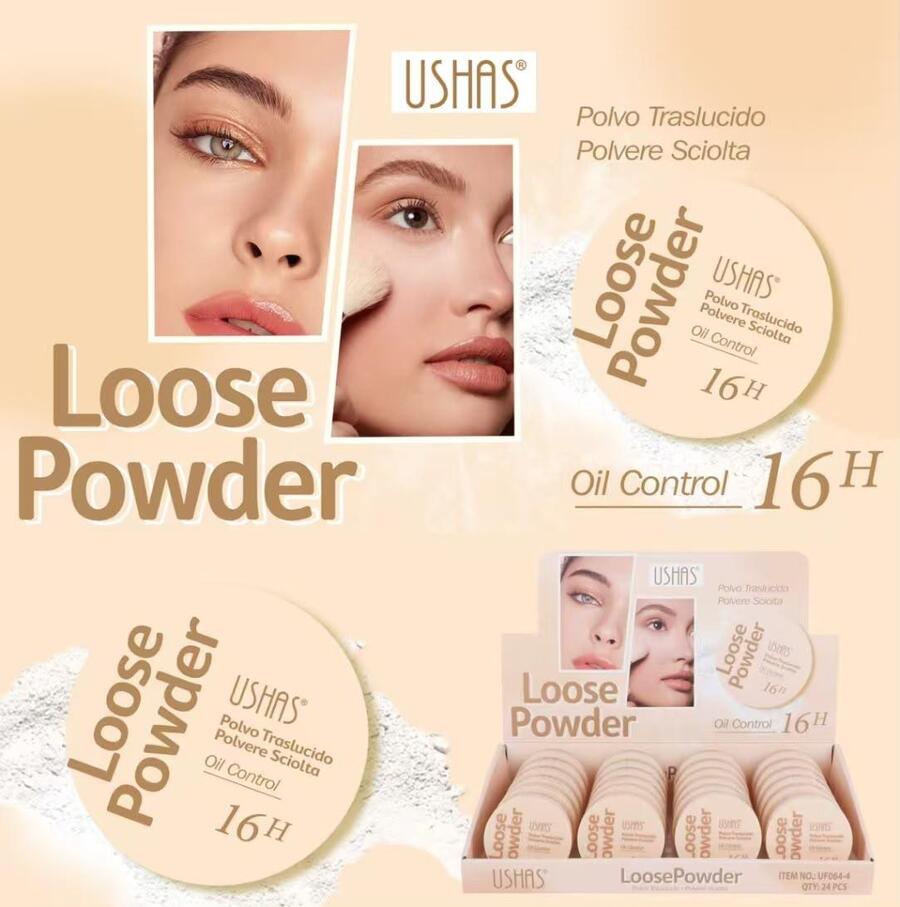 Ushas Loose Powder Oil Control 16H confezione da 24 pezzi