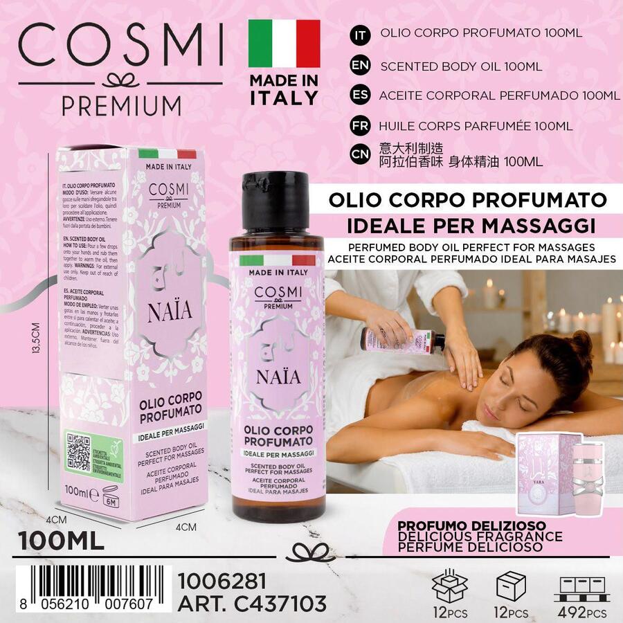 Cosmi Premium Naia Olio Corpo 100 ml confezione da 12 pezzi