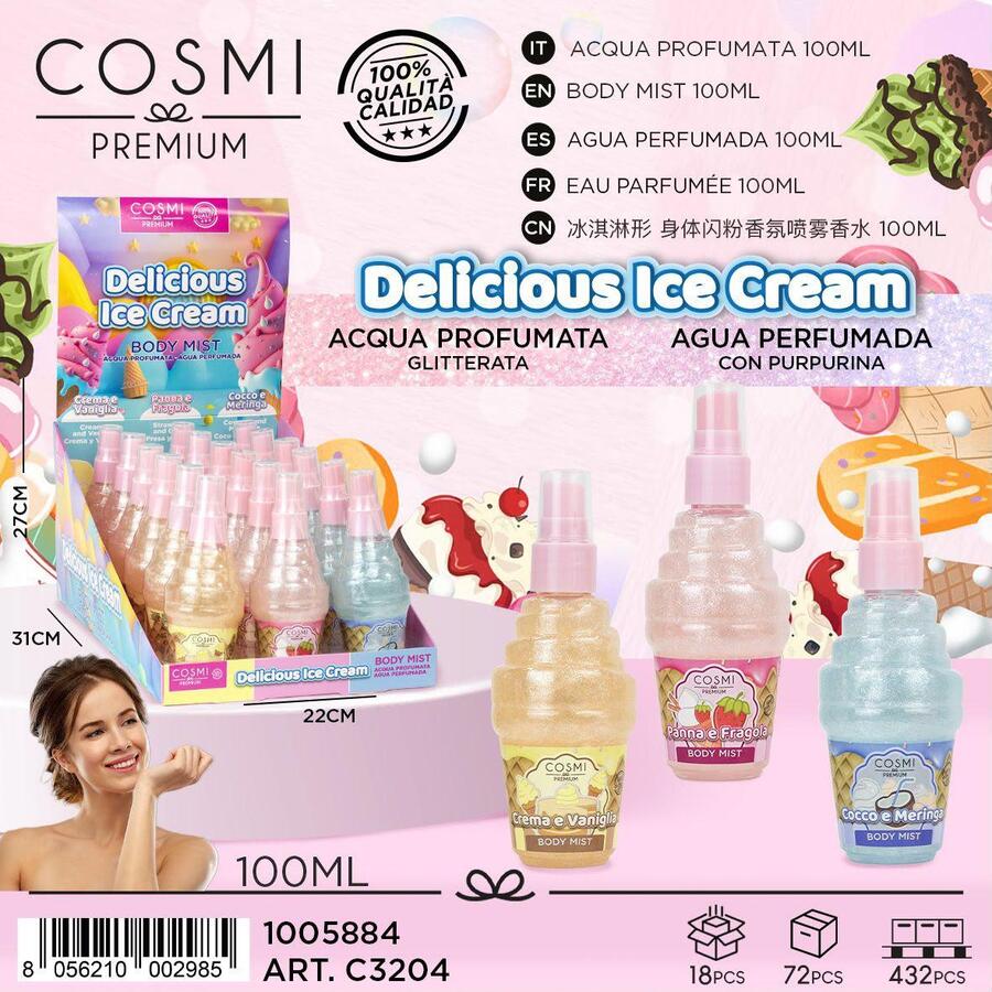 Cosmi Premium Delicious Ice Cream Body Mist 100 ml confezione da 18 pezzi