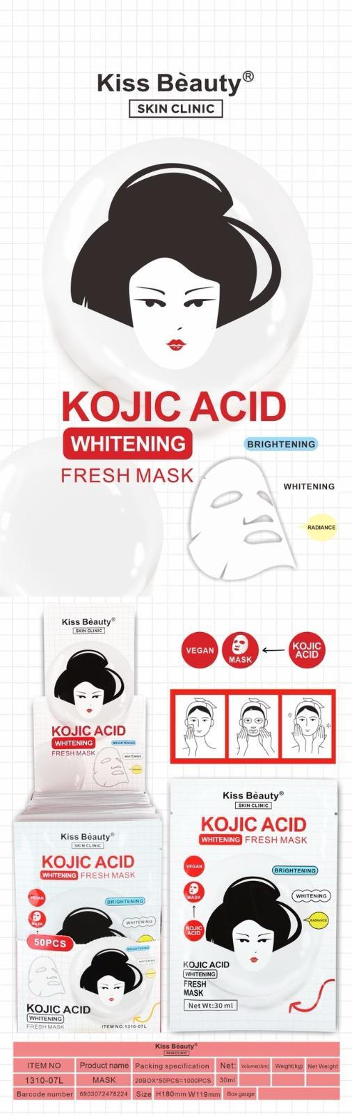 Kiss Beauty Kojic Acid Fresh Mask 30 ml confezione da 50 pezzi