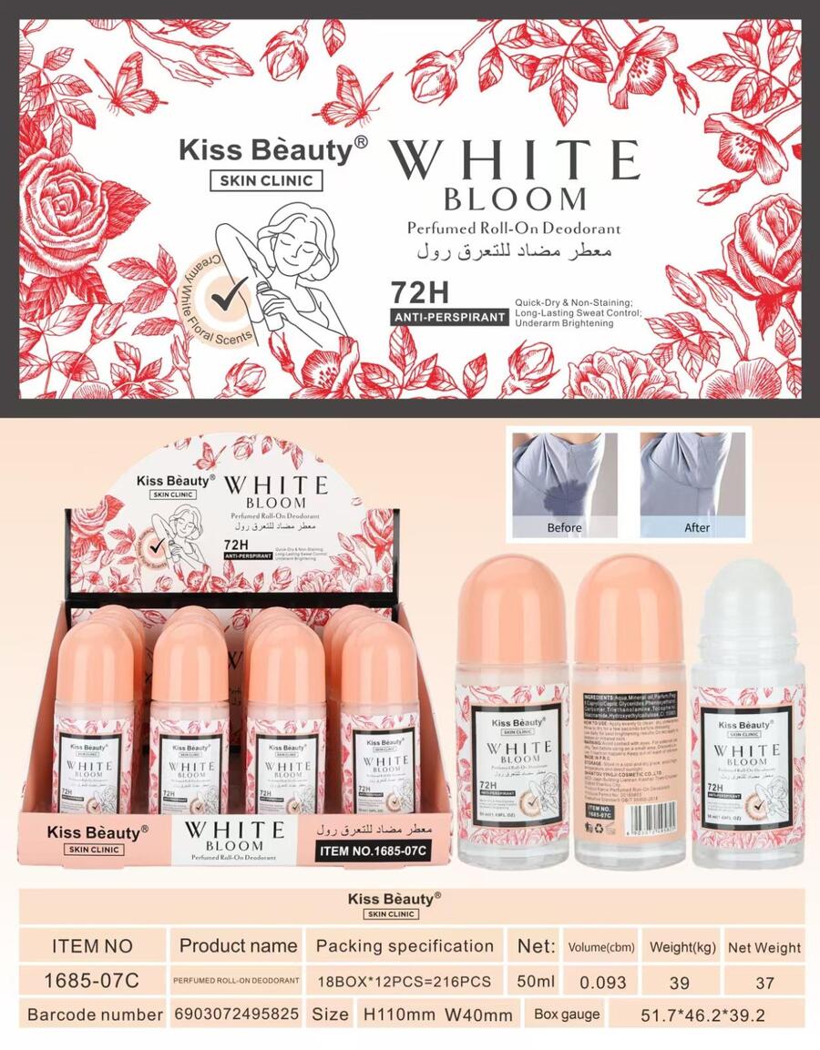 Kiss Beauty White Bloom Roll-On 50 ml confezione da 12 pezzi