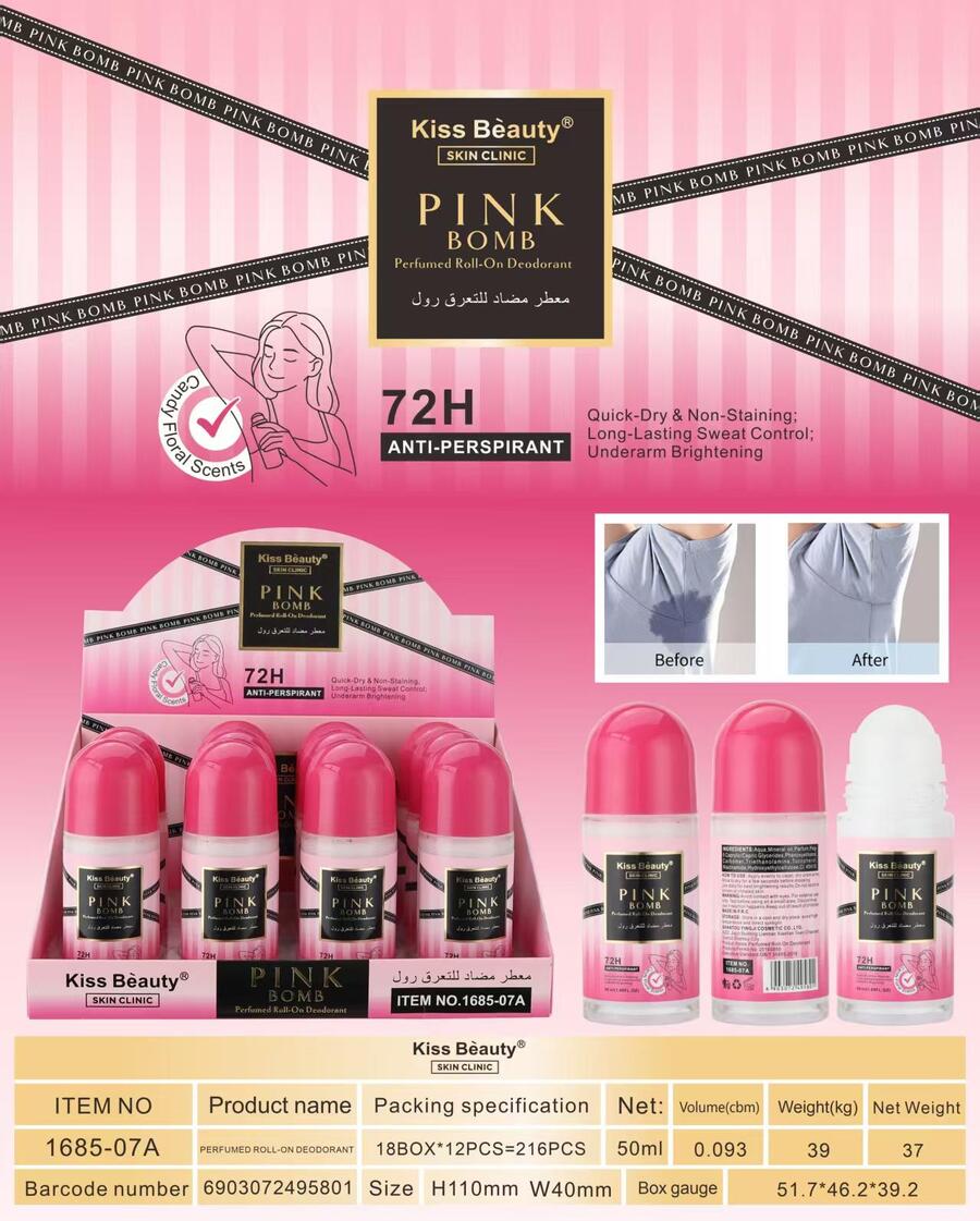 Kiss Beauty Pink Bomb Roll-On 50 ml confezione da 12 pezzi