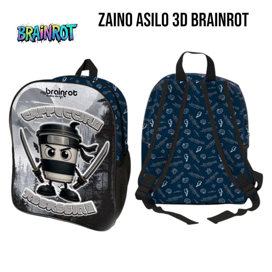 Zaino Asilo 3D Brainrot Cappuccino Assassino