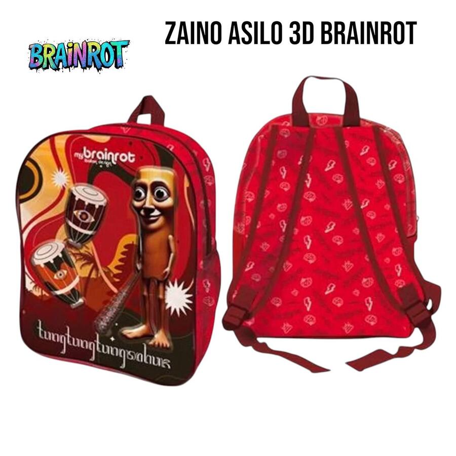 Zaino Asilo 3D Brainrot Tung Tung Sahur