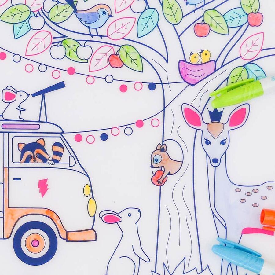 Tappetino da colorare riutilizzabile – Dream Van + 5 pennarelli