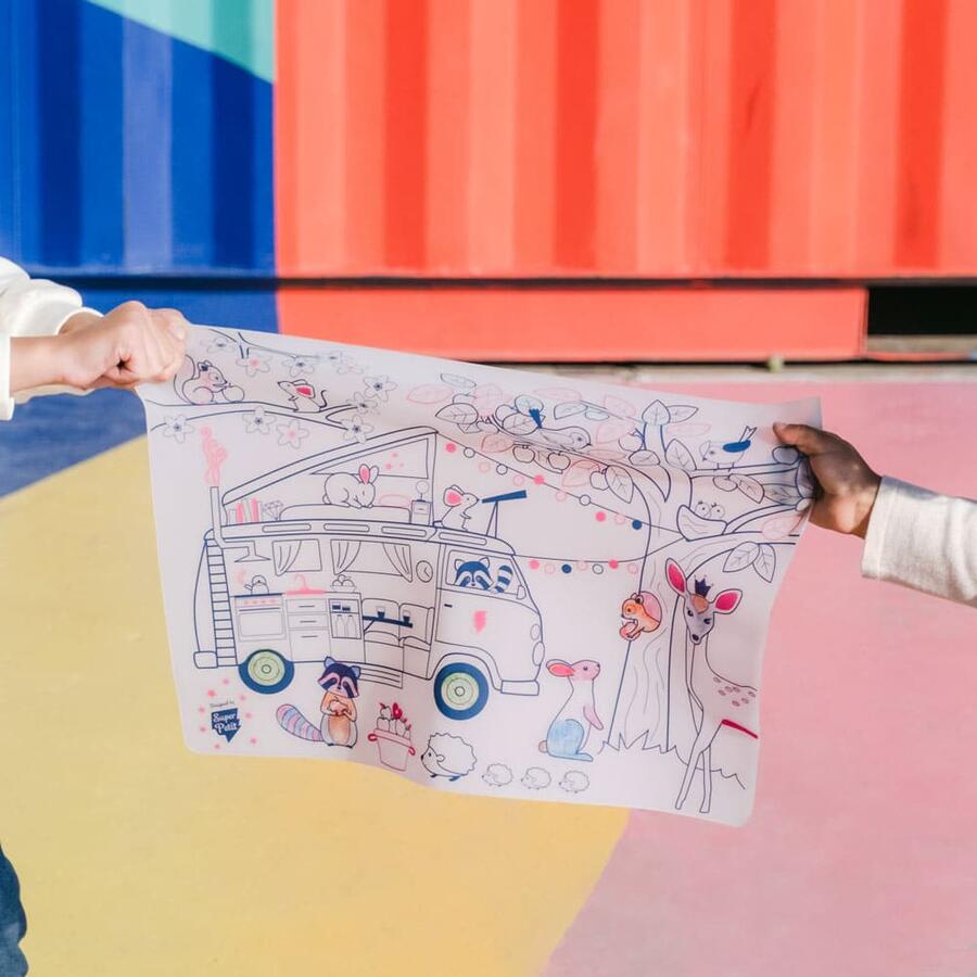 Tappetino da colorare riutilizzabile – Dream Van + 5 pennarelli