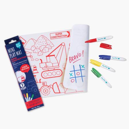 Mini tappetino da colorare reversibile – Super Cantiere + 4 pennarelli