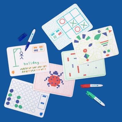 Mini set reversibili SuperPetit – 6 giochi in 1 + 3 pennarelli cancellabili