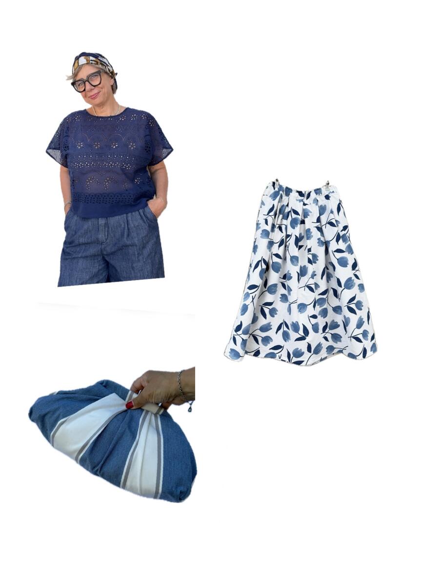 Soft bag righe grandi azzurre 
