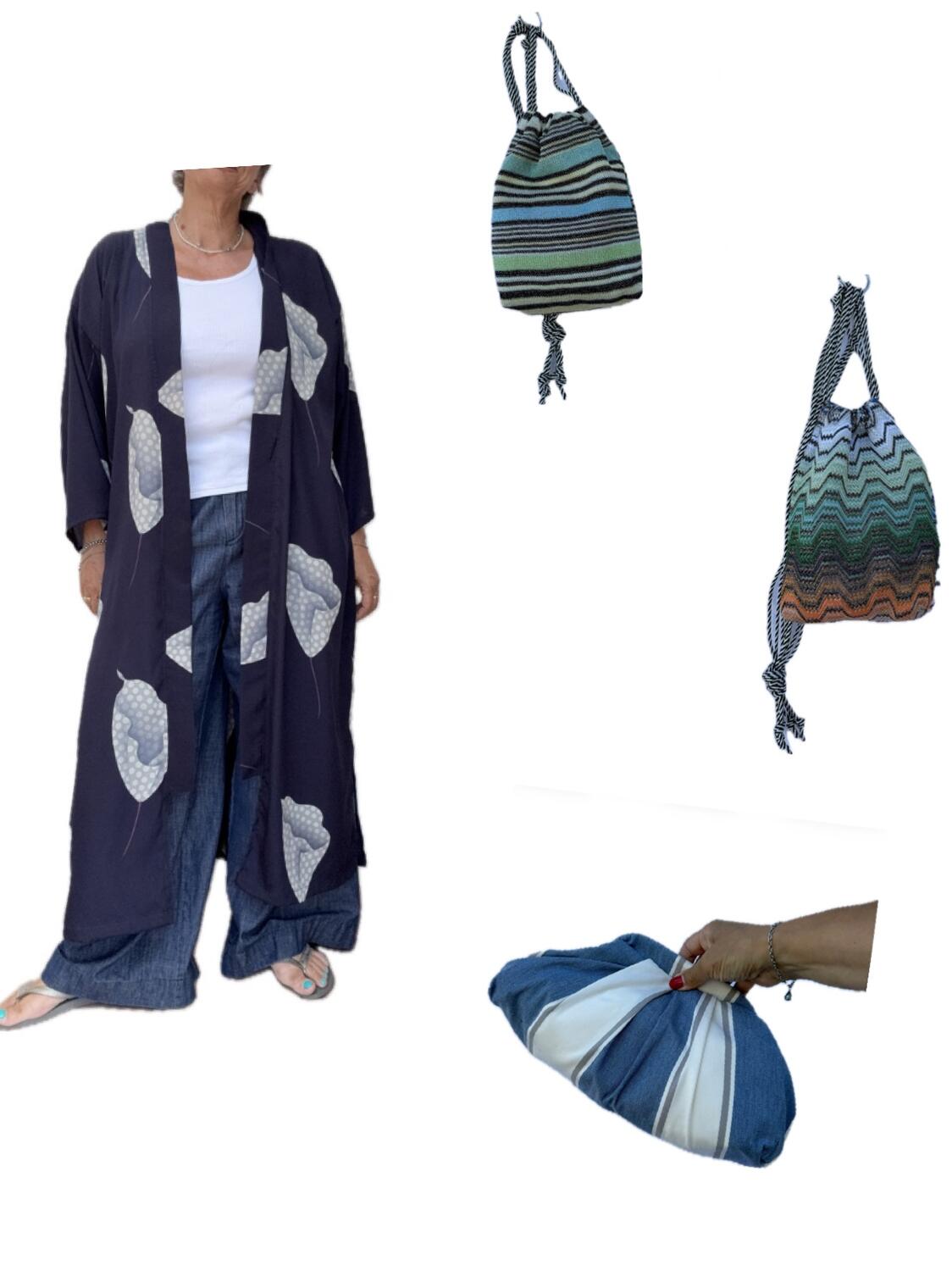 Soft bag righe grandi azzurre 