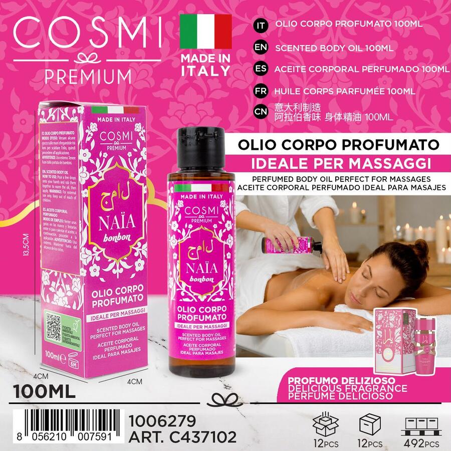 Cosmi Premium Naia Bonbon Olio Corpo 100 ml confezione da 12 pezzi