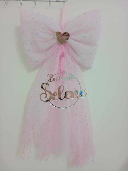 Fiocco Nascita Personalizzato in Tulle e Plexiglass