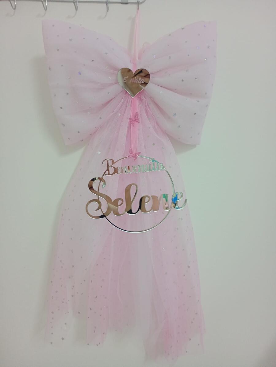 Fiocco Nascita Personalizzato in Tulle e Plexiglass 