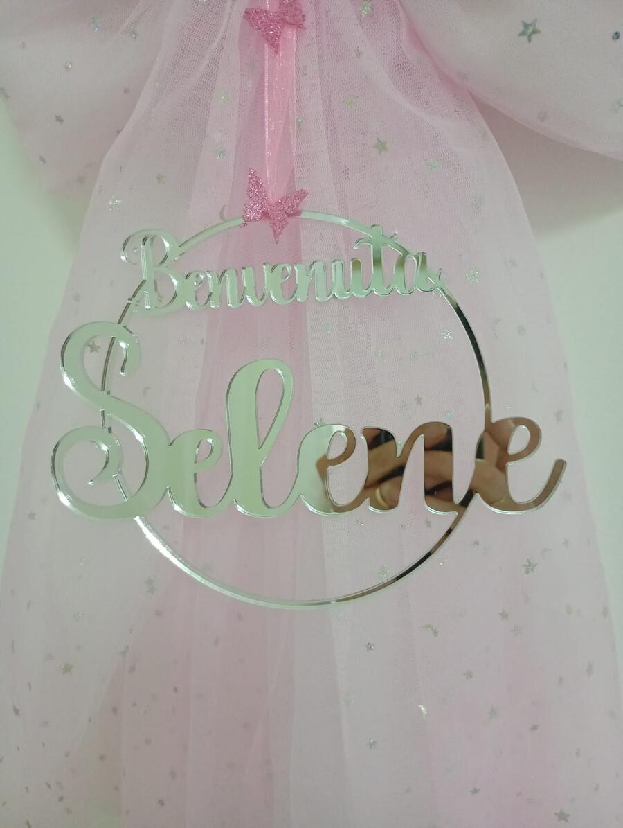 Fiocco Nascita Personalizzato in Tulle e Plexiglass 