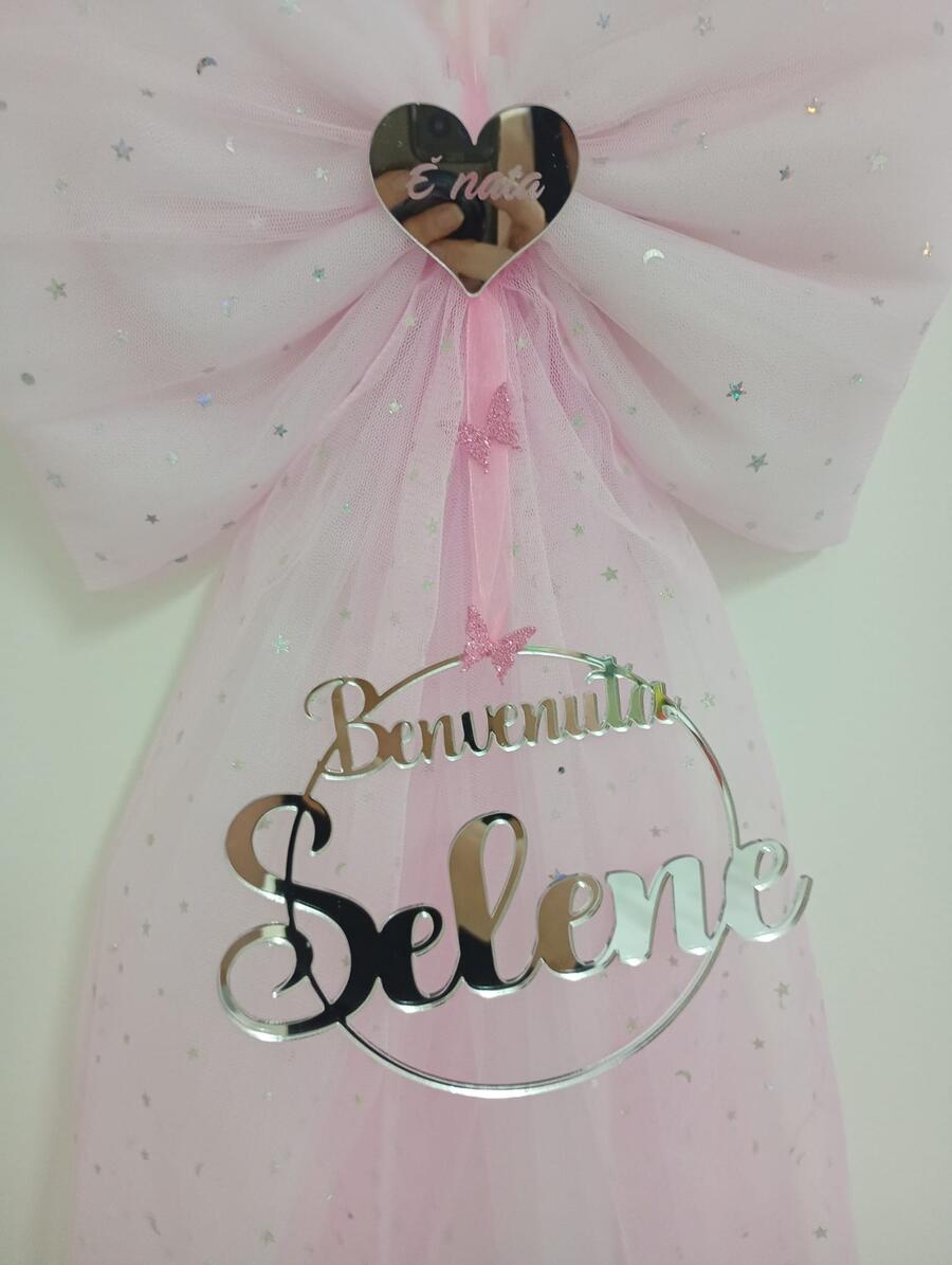 Fiocco Nascita Personalizzato in Tulle e Plexiglass 