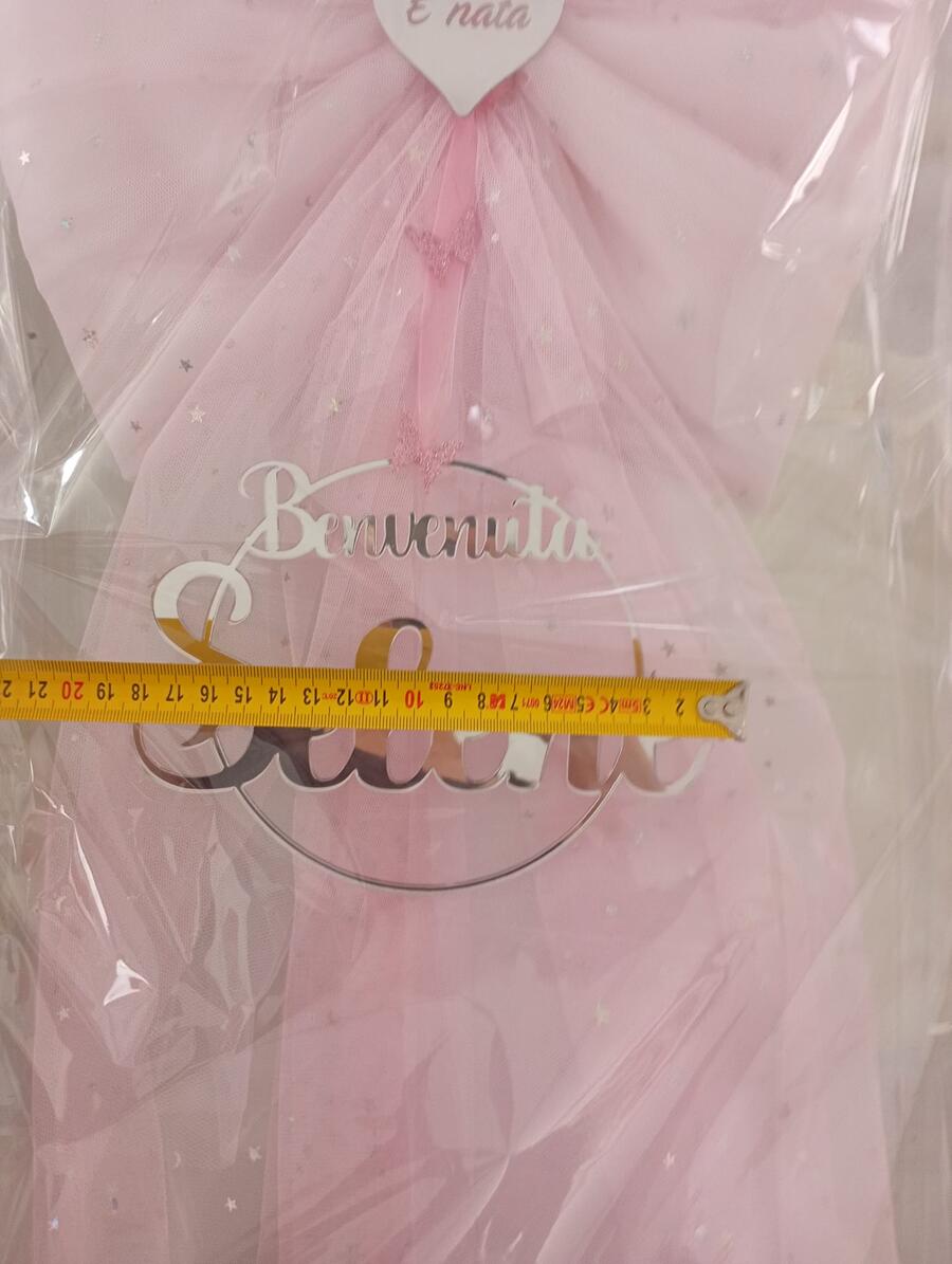 Fiocco Nascita Personalizzato in Tulle e Plexiglass 