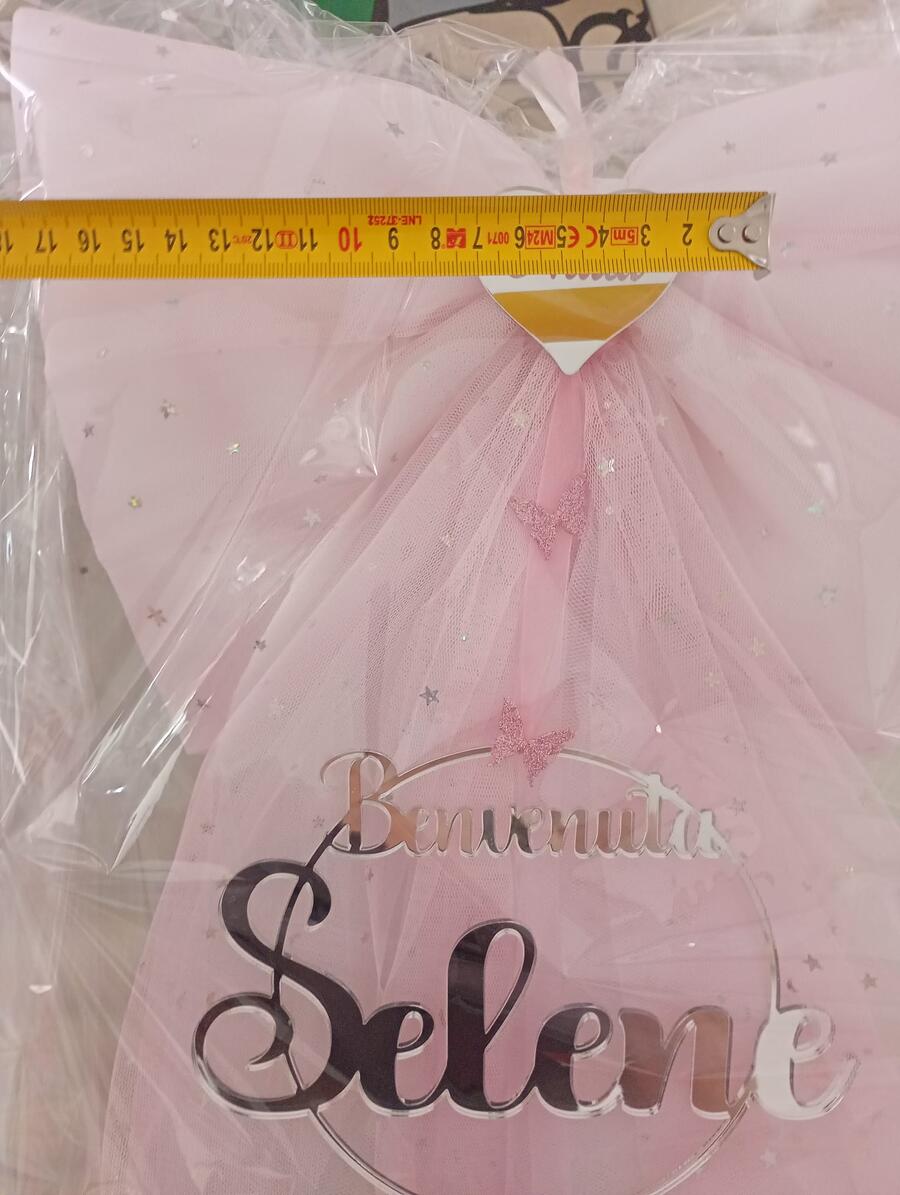 Fiocco Nascita Personalizzato in Tulle e Plexiglass 