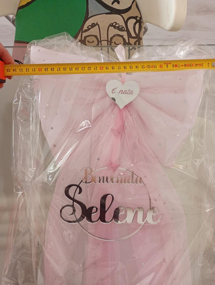 Fiocco Nascita Personalizzato in Tulle e Plexiglass 