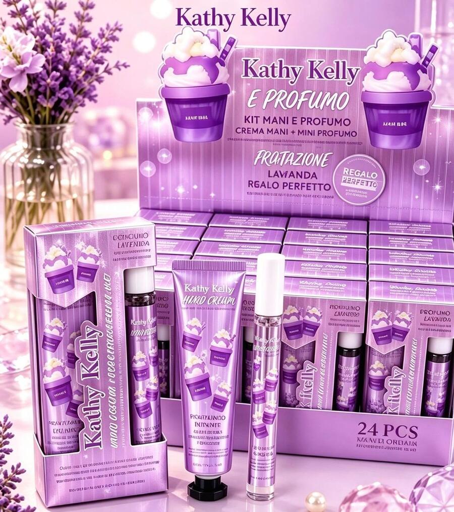 Kathy Kelly Kit Mani e Profumo Lavanda Cup Confezione da 24 kit