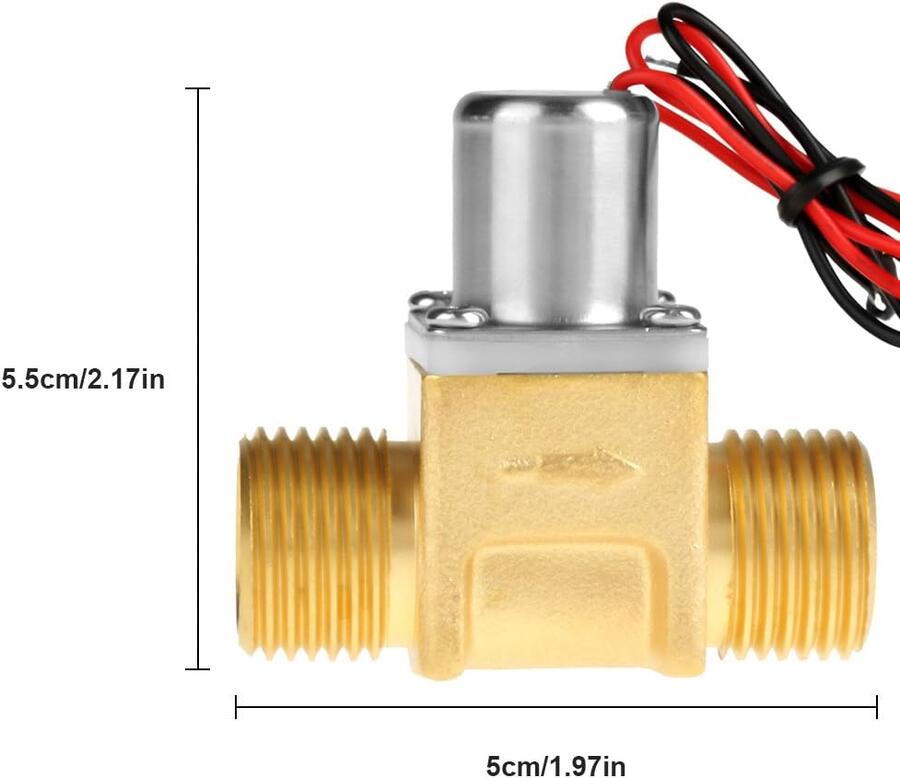 Elettrovalvola H2O ad impulsi - in ottone a 4,5Vcc / attacchi da 1/2''