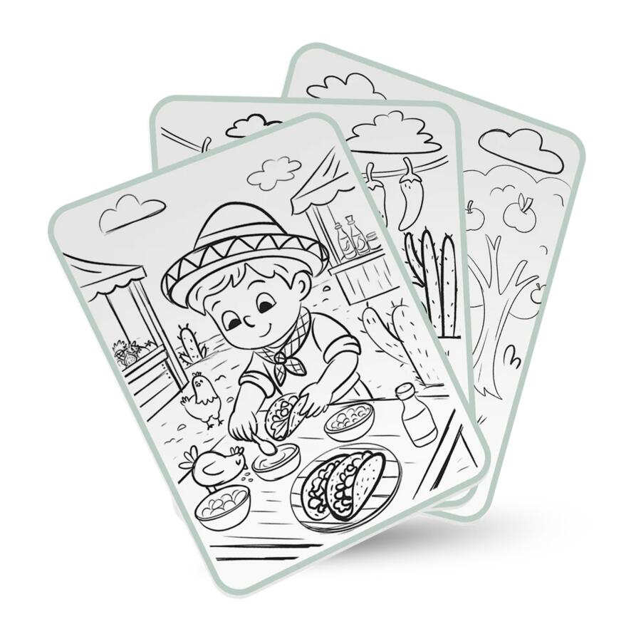 KIDYDRAW‑PAD Food Around the World – Tavoletta luminosa con 30 modelli