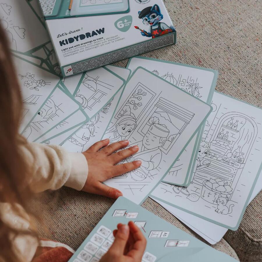 KIDYDRAW‑PAD Food Around the World – Tavoletta luminosa con 30 modelli